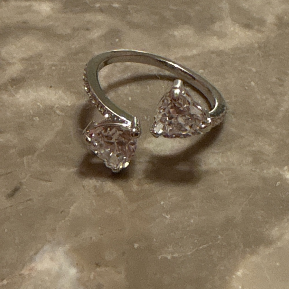 Swarovski Silver Twin Heart Ring size 7